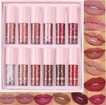 12 Colors Nude Liquid Lipstick Makeup Set Velvet Matte Long-Lasting Waterproof Non-Stick Cup Not Fade Pink Lip Gloss Red Lipstick Makeup Set Gift Kit For Women (Set C)