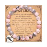 Sister Christmas Birthday Gifts from Sister Natural Stones Bracelet for Sister Little Big Sister Gift for Girls Bead Bracelet for Girls Sister Sis Long Distance Gifts for Sisters Bonus Sister