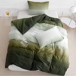 Houseri Green Gradient Comforter Set Twin Olive Green White Comforter Bedding Sets Twin Size Cream Army Green Comforter for Boys Kids Girls Emerald Green Bedding Jade Green Comforters Twin Soft 3Pcs