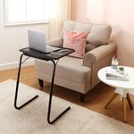 Amazon Basics Height Adjustable Laptop Table | Adjustable Table Angle | Alloy Steel | Foldable | Black | 75 cm - H, 52.5 cm - L, 40 cm - W