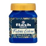 Flash Fabric Color Paint | Ultramarine Blue | 200 ml, 7 fl oz Each | High Pigment Strength | Non Fading | Indoor/Outdoor | Non Toxic | Multi-Surface Paint | Made In India