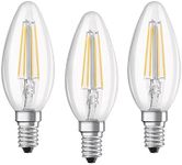 OSRAM LED Base Classic B/LED-lamp in Candle Shape with E14-base/not dimmable/Replacement for 40 Watt/Filament Style Clear/Cool White - 4000 Kelvin/Pack of 3