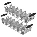 Blackstone 5551 Deluxe Taco Holder Stand Pack of 2 - Stainless Steel Taco Racks with Heat Resistant Handles - One Tray Holds 6 Tacos - Dishwasher Safe, Black/Silver