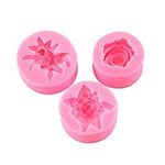 Set 3 Flower Shape Silicone Candle Soap Making Mold Rose Lilies Lilac Cake Decorating Fondant Chocolate Candy Baking Mould for Birthday Wedding Party Handmade Clay Craft DIY Sugarcraft Gift