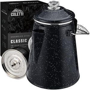 COLETTI Classic Percolator Coffee Pot ‚Äî Cowboy Coffee Pot, Coffee Percolator Camping ‚Äì XXL Camping Percolator for Groups ‚Äî Brew for the Whole Campsite [Black Enamel, 18 Cup]