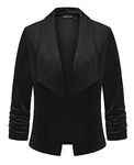 MINTLIMIT Womens Velvet Blazer Suit Open Front Suits Shawl Collar Jacket Formal Elegant (Black S)