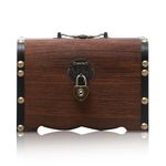 INHEMING Kids Pirate Treasure Chest,Vintage Wood Treasure Chest,Treasure Chest Wood Small,14.5x10.5x10 cm,for Treasure, Jewellery, Gift