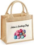 Personalised Jute Knitting Tote Bag