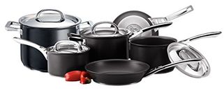 Circulon Infinite Induction Hob Pan Set - 6 Piece Non Stick Pots and Pans Sets with Stainless Steel Lids & Handles, Premium Dishwasher Safe Cookware, Black