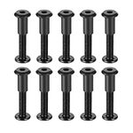 uxcell Screw Post Fit for 5/16"(8mm) Hole Dia, Male M6x35mm Binding Bolts Leather Fastener Carbon Steel Black 10 Sets