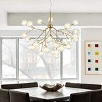 CITRA 27 Lights Ball Firefly Gold Chandelier Glass Led Ceiling Light Hanging Lamp - Warm White