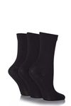 SockShop Ladies Gentle Bamboo Socks with Smooth Toe Seams In Plains and Stripes Pack of 3 Black 4-8