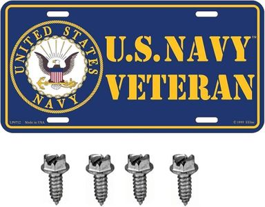 United States Navy Veteran Decorative Metal Display Plate with Mounting Screws