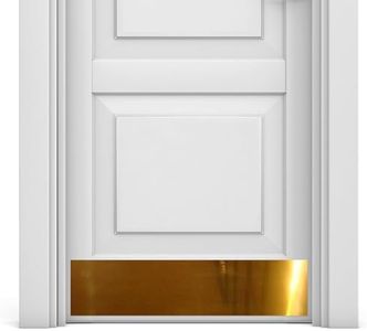 Deck the Door Decor | Door Kick Plate - Anodized Aluminum - Industrial Self-Adhesive Mount (8x30", Shiny Brass)