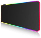 EASEMO Gaming Mouse Pad, XXL Large (800 x 300 x 4 mm) RGB Mouse Mat, 7 LED Colors and 10 Preset Lighting Effects, Waterproof Fabric Surface, and Non-Slip Rubber Base
