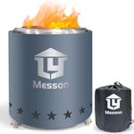 Messon 10.2 x 8.7 in Tabletop Fire Pit, Stainless Steel Low Smoke Table Top Firepit with Stand, Portable Mini Bonfire Fire Pit for Indoor Outdoor, Safe Fueled by Pellets or Wood, with Travel Bag