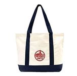 Large Trader Joe's Shopping Bag Tote Beach Bag Book Bag Cotton Canvas Embroided