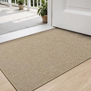 DEXI Door Mat 60 x 90 cm, Doormat Indoor Non-slip Dirt Trapper, Absorbent Inside Entrance Rug, Washable Low Profile Front Door Mats for Entryway, Muddy Shoes & Paws, Beige