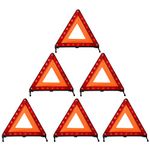 DEDC 6 Pack Warning Triangle Foldable Safety Triangle Triple Warning Kit Warning Triangle Reflector Roadside Hazard Sign Triangle Symbol for Emergency with Storage Bag