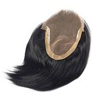 Kabello Human Hair Super Swiss lace Hair Wigs/Hair Toupee/Hair Wigs for Men Hair Patch For Men with Free Front Lace Tape (10X8, Black)