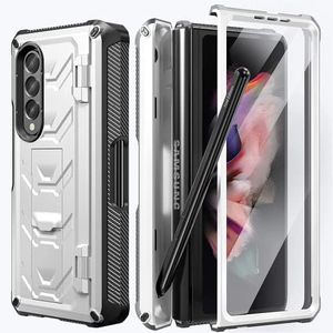 ELEPIK Armour Series Case for Samsung Galaxy Z Fold 4 (2022), Full-Body Dual Layer Rugged Case with Built-in S Pen Holder & Screen Protector & Kickstand & Hinge Protector & Wireless Charging (White)