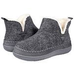 Zizor Women's Moccasin Bootie Slippers with Cosy Memory Foam, Ladies' Toasty Slip on House Shoes with Hard Outdoor Indoor Rubber Sole, Grey, 5 UK