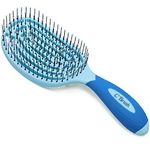 NuWay 4HAIR® U.S. Patented Detangler Hair Brush for Men & Women - Blue | Hair Comb for Scalp Care - Fast Dry Venting Scheme - Special Formulated Bristles | Curved and Vented Detangling C Brush