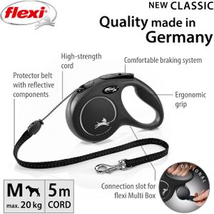 flexi New Classic Retractable Dog Lead, Medium, Black