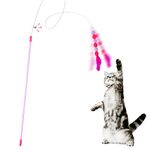 cobee Cat Feather Toys, Soft Cat Wand Toy with Bell Pompom Cat Wand Interactive Cat Toy Training Toys Cat Teaser Toy for Indoor kitten