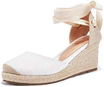 Ruanyu Womens Platform Espadrille Sandals Lace Up Closed Toe Summer Wedge Sandals