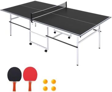 8 ft Portable Ping Pong Table,Indoor /Outdoor Table Tennis table for Adults | Professional Outdoor Game with Net, 2 Paddles and 3 Balls - Quick Assembly, Single Player Playback Mode