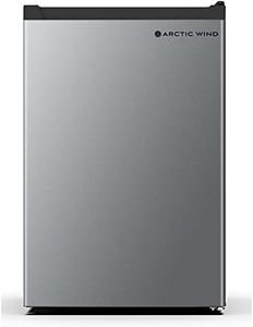 Arctic Wind 2.6-Cu. Ft. Energy Star Compact Refrigerator with Freezer Compartment, Reversible Door, Glass Shelf, and Bottle Rack, Mini Fridge for Bedrooms, Dorm Rooms, Bars, and Garages, Silver