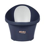 BEABA by Shnuggle Baby Bath Tub with Bum Bump Support and Cozy Foam Back Rest, Includes Handy Plug, 0-12 Months (Midnight Blue)