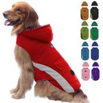 EMUST Dog Winter Coats, Hooded Cold Winter Dog Jackets, Windproof Dog Coats for Medium Dogs for Winter, Dog Hoodie for Puppy Medium Dogs, M/New Red