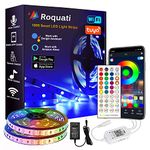 Roquati 100ft LED Lights Strip for Bedroom, WiFi Led Strip Smart Color Changing Rope Lights RGB Strip Lights WiFi Wireless Controller Sync to Music Compatible with Alexa,Google Home,IFTTT(2x50ft)