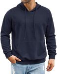 COOFANDY Men's Waffle Knit Pullover Hoodie Long Sleeve Sweatshirt Fashion Casual Hoodie Sweater Navy Blue