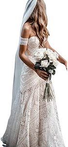 Women's Bohemian Wedding Dresses with Detachable Arm Bands Sweetheart Mermaid Lace Bridal Gown (Customize, Light Champagne-Zipper Up)