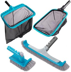 Sepetrel Deluxe Swimming Pool Cleaning Kit Including 2 Brush Heads, 2 Pool Skimmer Nets(NO Pole)