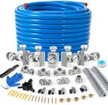 3/4" × 200ft Pressure Gauge Shop Air Line Kit, HDPE-Aluminum Compressed Air Line Kit with Tee & Elbow Fittings, 3/4 Rapid Air System for Garage Air Compressor, Leak-Proof & Easy