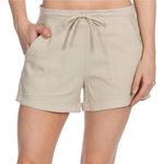 Metzuyan Ladies Linen Shorts with Pockets - Summer Beach Hot Pants Stone Size 14