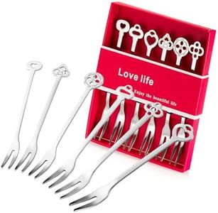 6 Pack Fruit Forks Stainless Steel Pickle Forks, 4.84 Inch Small Cocktail Forks for Olive Appetizer Dessert Seafood, Gifts for Women in Her Birthday Anniversary Valentines Mother’s Day