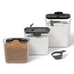 Starfrit PROKEEPER Dry Food Storage Container Set, 3 Airtight Containers for Flour, Sugar, Brown Sugar with Measurement Graduations, Airtight Silicone Seal, with Accessories