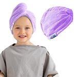 tiddlers & nippers Super Absorbent Hair Wrap Twist Towels | 65x25cm Large Turban with Button & Elastic Fastening for Women & Kids (Purple)
