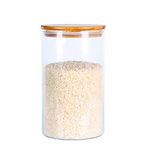 Glass Rice Storage Containers, 60 FL OZ (1800ml) Kitchen Food Jars with Airtight Lid, Stackable Clear Pantry Canister for Coffee Bean, Pet Treat, Flour, Loose Tea and More