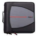 Case-it The Mighty Zip Tab Zipper Binder - 3 Inch O-Rings - 5 Color Tab Expanding File Folder - Multiple Pockets - 600 Sheet Capacity - Comes with Shoulder Strap - Jet Black D-146