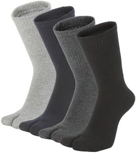 HONOW Tabi Socks, Split Toe Flip Flop Socks High Crew for Men and Women Cotton Pack of 4, Black/ Dark Grey/ Light Grey/ Navy