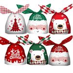 300pcs Christmas Candy Bags Christmas Gift Bags Rabbit Ears Christmas Treat Bags for Holiday Treats Christmas Party Favors for Candy Cookies Christmas Gifts Goodie Bags and Party Supplies