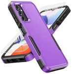 FNTCASE for Samsung Galaxy A14 5G Case: Dual Layer Protective Heavy Duty Cell Phone Cover Shockproof Rugged with Non Slip Textured - Military Protection Bumper Tough - 2023, 6.6inch (Black Purple)