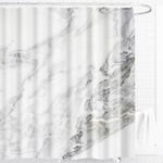 Marble Deco Fabric Shower Curtain - 120GSM Lightweight but Durable Waterproof Fabric Shower Curtain for Bathroom with 12x Reinforced Grommets & Hooks, No Liner Needed 71”x71” (Marble)