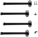 Aunulahca 3/4" Industrial Pipe Shelf Brackets (4 Pack 10") Black Iron Shelf Bracket Rustic Wall Mounted Shelving Brackets for Wood Floating Shelf